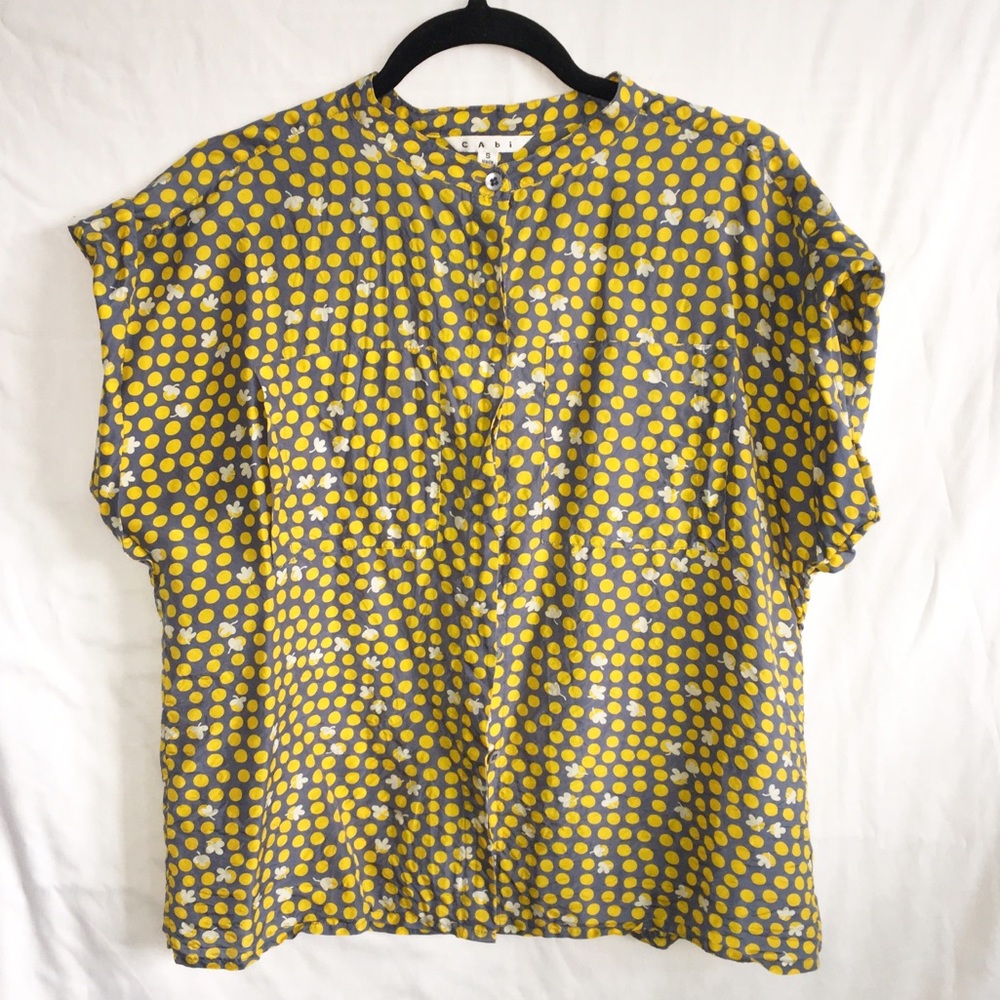 CAbi Style 183 Silk Polka Dot Blouse Size Small